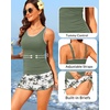 image:imageYonique Women Tankini with Skirt  Two Piece Swimsuit Tummy Control Bathing Suits Drawstring Swimwear 2026Green Palm Tree