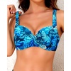 image:imageYonique Women Underwire Bikini Top  2026 Push Up Swimsuit Tops Padded Bra Bahting SuitBlue Leaves