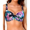 image:imageYonique Women Underwire Bikini Top  2026 Push Up Swimsuit Tops Padded Bra Bahting SuitColorful Black Floral