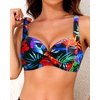 image:imageYonique Women Underwire Bikini Top  2026 Push Up Swimsuit Tops Padded Bra Bahting SuitColorful Blue Leaves