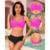 image:imageYonique Women Underwire Bikini Top  2026 Push Up Swimsuit Tops Padded Bra Bahting SuitHot Pink