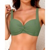 image:imageYonique Women Underwire Bikini Top  2026 Push Up Swimsuit Tops Padded Bra Bahting SuitOlive Green