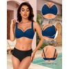 image:imageYonique Women Underwire Bikini Top  2026 Push Up Swimsuit Tops Padded Bra Bahting SuitPeacock Blue