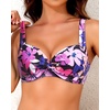 image:imageYonique Women Underwire Bikini Top  2026 Push Up Swimsuit Tops Padded Bra Bahting SuitPink Floral