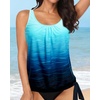 image:imageYonique Womens Blouson Tankini Top Only Loose Fit Swim Top No Bottom Modest SwimsuitAqua Gradient