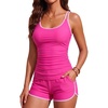 image:imageYonique Women Tankini Swimsuit with Shorts  Two Piece Tummy Control Bathing Suit with Pockets 2026 SwimwearPink
