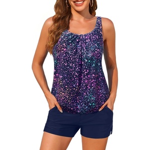 image:imageYonique Blouson Tankini Swimsuits for Women 2 Piece Bathing Suits Tops with Boyshorts Modest Loose Fit SwimwearStarry Sky