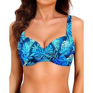 image:imageYonique Women Underwire Bikini Top  2026 Push Up Swimsuit Tops Padded Bra Bahting SuitBlue Leaves