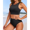 image:imageYonique Women Sport Bikini Set for Teen Juniors Two Piece Swimsuit High Waisted Bathing Suit