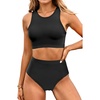 image:imageYonique Women Sport Bikini Set for Teen Juniors Two Piece Swimsuit High Waisted Bathing Suit