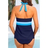 image:imageYonique Womens Two Piece Swimsuits Tummy Control Tankini Plus Size Bathing Suit Halter V Neck SwimwearBlue
