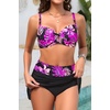 image:imageYonique Womens Underwire Bikini with Swim Skirt  2026 Tummy Control Two Piece Bathing Suit High Waisted Push Up SwimwearPink Floral Black
