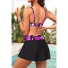 image:imageYonique Womens Underwire Bikini with Swim Skirt  2026 Tummy Control Two Piece Bathing Suit High Waisted Push Up SwimwearPink Floral Black