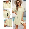 image:imageYonique Women Swimsuit Coverup Shirt  Button Down Bathing Suit Cover Ups Striped Beach Dress 2026Beige
