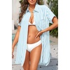 image:imageYonique Women Swimsuit Coverup Shirt  Button Down Bathing Suit Cover Ups Striped Beach Dress 2026Light Blue