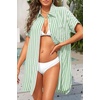image:imageYonique Women Swimsuit Coverup Shirt  Button Down Bathing Suit Cover Ups Striped Beach Dress 2026Light Green