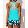 image:imageYonique Tankini Swimsuits for Women with Shorts Athletic Two Piece Bathing Suits Racerback Tank Tops SwimwearAqua Floral