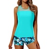 image:imageYonique Tankini Swimsuits for Women with Shorts Athletic Two Piece Bathing Suits Racerback Tank Tops SwimwearAqua Floral