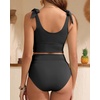 image:imageYonique Two Piece High Waisted Swimsuits  Women Tummy Control Bikini Modest Bathing Suit 2PC 2025Black