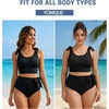 image:imageYonique Two Piece High Waisted Swimsuits  Women Tummy Control Bikini Modest Bathing Suit 2PC 2025Black