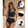 image:imageYonique Two Piece High Waisted Swimsuits  Women Tummy Control Bikini Modest Bathing Suit 2PC 2025Black
