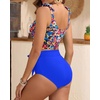 image:imageYonique Two Piece High Waisted Swimsuits  Women Tummy Control Bikini Modest Bathing Suit 2PC 2025Colorful Floral