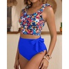 image:imageYonique Two Piece High Waisted Swimsuits  Women Tummy Control Bikini Modest Bathing Suit 2PC 2025Colorful Floral