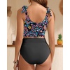 image:imageYonique Two Piece High Waisted Swimsuits  Women Tummy Control Bikini Modest Bathing Suit 2PC 2025Colorful Paisley