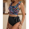 image:imageYonique Two Piece High Waisted Swimsuits  Women Tummy Control Bikini Modest Bathing Suit 2PC 2025Colorful Paisley