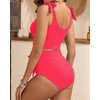 image:imageYonique Two Piece High Waisted Swimsuits  Women Tummy Control Bikini Modest Bathing Suit 2PC 2025Hot Red