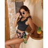 image:imageYonique Two Piece High Waisted Swimsuits  Women Tummy Control Bikini Modest Bathing Suit 2PC 2025Pink Floral