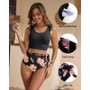 image:imageYonique Two Piece High Waisted Swimsuits  Women Tummy Control Bikini Modest Bathing Suit 2PC 2025Pink Floral