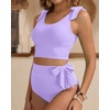 image:imageYonique Two Piece High Waisted Swimsuits  Women Tummy Control Bikini Modest Bathing Suit 2PC 2025Purple