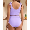 image:imageYonique Two Piece High Waisted Swimsuits  Women Tummy Control Bikini Modest Bathing Suit 2PC 2025Purple