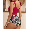image:imageYonique Two Piece High Waisted Swimsuits  Women Tummy Control Bikini Modest Bathing Suit 2PC 2025Red and Floral