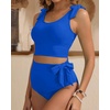 image:imageYonique Two Piece High Waisted Swimsuits  Women Tummy Control Bikini Modest Bathing Suit 2PC 2025Royal Blue