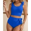 image:imageYonique Two Piece High Waisted Swimsuits  Women Tummy Control Bikini Modest Bathing Suit 2PC 2025Royal Blue