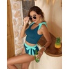 image:imageYonique Two Piece High Waisted Swimsuits  Women Tummy Control Bikini Modest Bathing Suit 2PC 2025Teal and Green