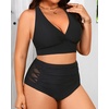 image:imageYonique Womens Two Piece Plus Size Halter Bikini Swimsuits Tummy Control Bathing Suits High Waisted SwimwearBlack Halter
