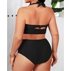 image:imageYonique Womens Two Piece Plus Size Halter Bikini Swimsuits Tummy Control Bathing Suits High Waisted SwimwearBlack Halter