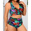 image:imageYonique Womens Two Piece Plus Size Halter Bikini Swimsuits Tummy Control Bathing Suits High Waisted SwimwearFloral Halter