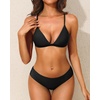 image:imageYonique Women Two Piece Triangle Bikini Set Bathing Suit Sexy Swimsuit Full Coverage BottomSexysolid Black