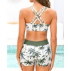 image:imageYonique 3 Piece Tankini Swimsuits for Women Bathing Suits with Boy Shorts and Swim Tank Top Bra Modest SwimwearGreen Palm Tree