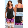 image:imageYonique Ribbed Blouson Tankini with Pockets Shorts Athletic Swimsuit  Loose fit High waisted Shorts Adjustable drawstring Removable pads Adjustable Straps Bulitin briefPink Palm