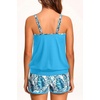 image:imageYonique Ribbed Blouson Tankini with Pockets Shorts Athletic Swimsuit  Loose fit High waisted Shorts Adjustable drawstring Removable pads Adjustable Straps Bulitin briefBlue Leaves