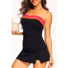 image:imageYonique Women Bandeau Tankini with Skirt  Two Piece Strapless Bathing Suits Color Block Tummy Control 2026 SwimsuitBlack Color Block