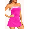 image:imageYonique Women Bandeau Tankini with Skirt  Two Piece Strapless Bathing Suits Color Block Tummy Control 2026 SwimsuitPink Color Block