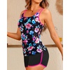 image:imageYonique Women Tankini Swimsuit with Shorts  Two Piece Tummy Control Bathing Suit with Pockets 2026 SwimwearPink Colorful Floral