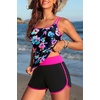 image:imageYonique Women Tankini Swimsuit with Shorts  Two Piece Tummy Control Bathing Suit with Pockets 2026 SwimwearPink Colorful Floral