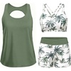 image:imageYonique 3 Piece Tankini Swimsuits for Women Bathing Suits with Boy Shorts and Swim Tank Top Bra Modest SwimwearGreen Palm Tree